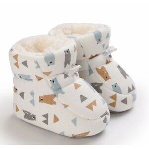 Warm Fur Baby Boy Girl Fleece Knit Winter Snow Booties Soft Sole Crib Shoes